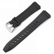 (Silver Buckle) 18MM Convex Watch Band Strap Replacement For Casio AW-80V AW-82 Electronic Watch