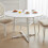 Living And Home (White) 120cm Round Dining Table with Storage Shelf 1