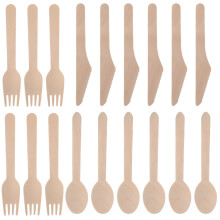 6 Sets Of 18pcs Wood Cutlery Fork Spoon Set Party Supplies Tableware