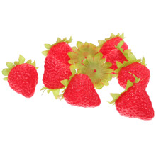 10Pcs Red PVC Faux Strawberries Lifelike Artificial Fruit Decor Kit