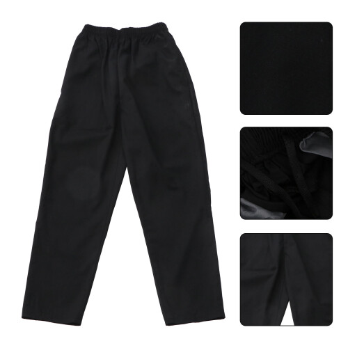Quick Drying Chef Pants Comfortable Polyester Black 1 Pair 2