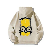 (160cm kids, Apricot plus velvet thickening) 2023 Autumn And Winter Children's Cartoon Simpsons Hooded Jacket high quality MTS