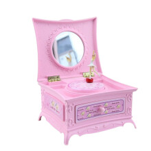 Durable Pink Music Jewelry Box Classic Dresser with Mirror
