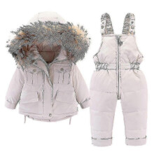 (100CM, White) Baby Down Jacket And Down Pants 2pcs, Girls Boys Winter Coat With Hood Kids Ski Suits F1201