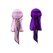 2pcs Turban Kerchief Tail Baotou Miss, Purple, 2pcs