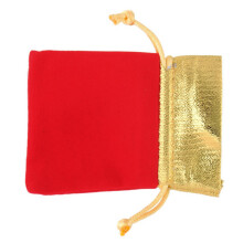 12Pcs Golden Red Flannelette Drawstring Pouch Gift Bags