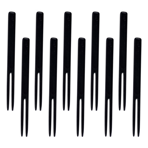 200pcs Wedding Cupcake Decor Two Tooth Fork Cake Picks Black
