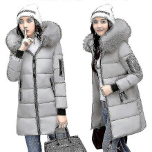 (XL, grey) Jackets For Women Winter Jacket Women Parka Big Fur Collar Hooded Thick Warm Long Female Coat Casual Outwear Down Cotton Jacket Parkas