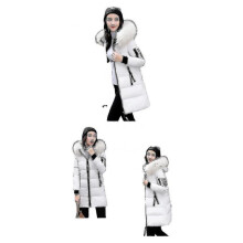 (XL, WHITE) Jackets For Women Winter Jacket Women Parka Big Fur Collar Hooded Thick Warm Long Female Coat Casual Outwear Down Cotton Jacket Parkas