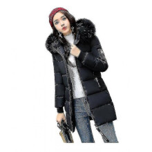 (XXXL, black) Jackets For Women Winter Jacket Women Parka Big Fur Collar Hooded Thick Warm Long Female Coat Casual Outwear Down Cotton Jacket Parkas