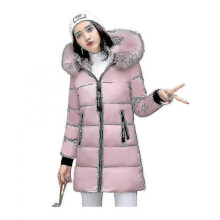 (XXXL, PINK) Jackets For Women Winter Jacket Women Parka Big Fur Collar Hooded Thick Warm Long Female Coat Casual Outwear Down Cotton Jacket Parkas