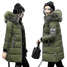 (XXXL, green1) Jackets For Women Winter Jacket Women Parka Big Fur Collar Hooded Thick Warm Long Female Coat Casual Outwear Down Cotton Jacket Parkas