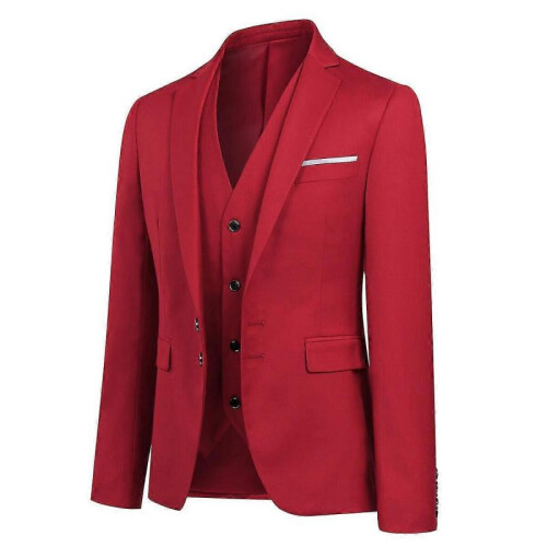 (S, Red) Allthemen Men's Business Blazer Solid Slim Fit Jacket 2