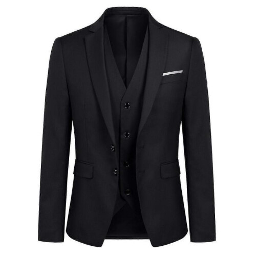 (S, Black) Allthemen Men's Business Blazer Solid Slim Fit Jacket