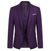 (L, Purple) Allthemen Men's Business Blazer Solid Slim Fit Jacket
