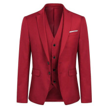 (S, Red) Allthemen Men's Business Blazer Solid Slim Fit Jacket