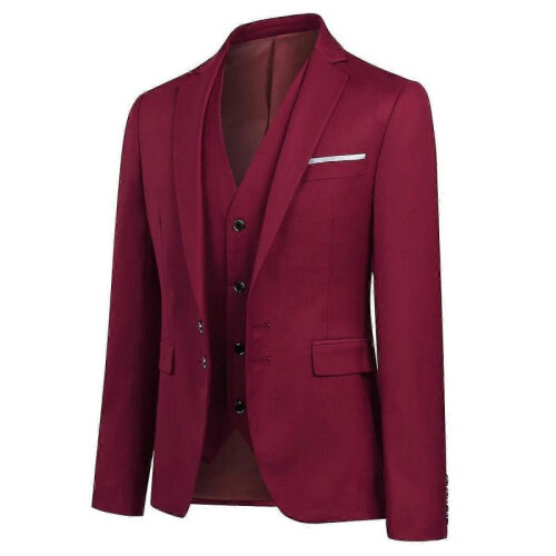 (S, Dark Red) Allthemen Men's Business Blazer Solid Slim Fit Jacket 2