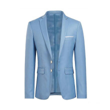 (S, Sky Blue) Allthemen Men's Business Blazer Solid Slim Fit Jacket