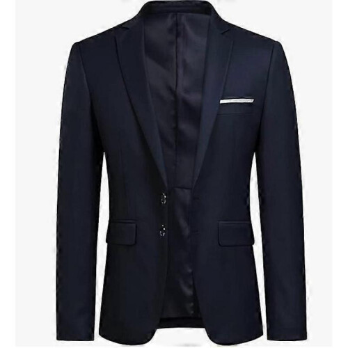 (M, Navy Blue) Allthemen Men's Business Blazer Solid Slim Fit Jacket