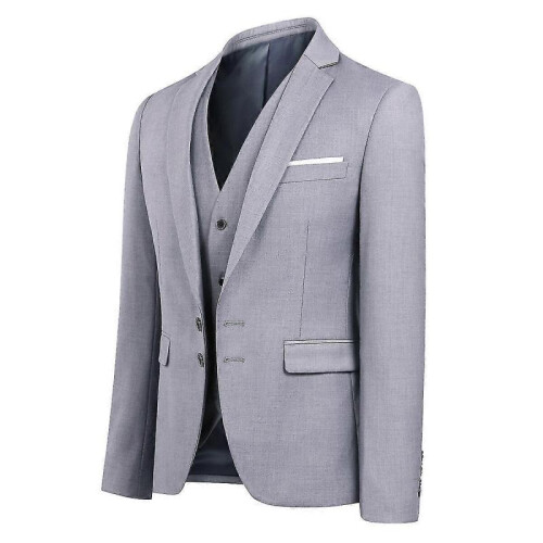(S, Grey) Allthemen Men's Business Blazer Solid Slim Fit Jacket 2