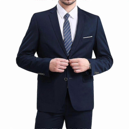 (M, Navy Blue) Allthemen Men's Business Blazer Solid Slim Fit Jacket 2