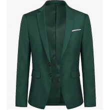 (XL, Green) Allthemen Men's Business Blazer Solid Slim Fit Jacket