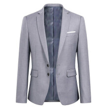 (S, Grey) Allthemen Men's Business Blazer Solid Slim Fit Jacket