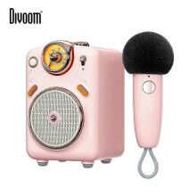 (Pink)Divoom Fairy-OK Portable Bluetooth Speaker with Microphone Karaoke Function with Voice Change, FM Radio, TF Card
