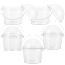 5Pcs Clear Plastic Buckets with Lid Food Storage Container for Snacks