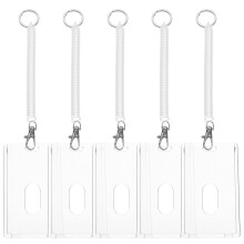 5 Sets Id Card Holder Transparent Hooks Documents Plastic