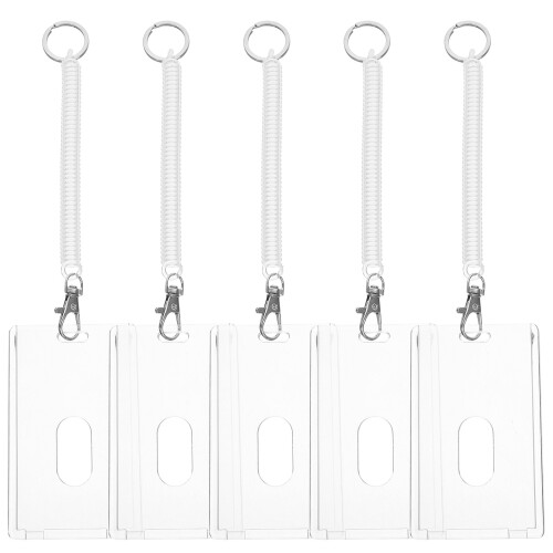 5 Sets Id Card Holder Transparent Hooks Documents Plastic