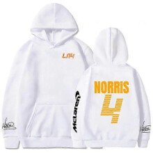 (XS, White) Mclaren F1 Hoodie Lando Norris 4 Letter Print Men's And Women's Sweatshirt Autumn/winter Casual Fashion Street Large Hoodie