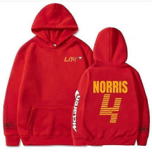 (XS, Red) Mclaren F1 Hoodie Lando Norris 4 Letter Print Men's And Women's Sweatshirt Autumn/winter Casual Fashion Street Large Hoodie