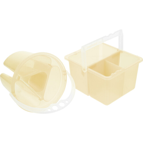 2Pcs Compact Artist Brush Cleaner Water Bucket Light Yellow Durable PP