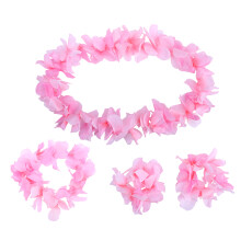 4 Stks Geplooide Gesimuleerde Zijde Hawaïaanse Lei Armbanden Roze