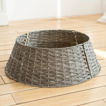 Christmas Tree Collar Woven Rustic Wicker Rattan Skirt for Artificial Trees 30-Inch Foldable Christmas Decoration