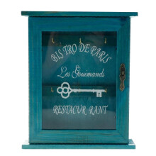Entryway Key Cabinet Wooden Organizer Wall Mount Vintage Storage Case for Home Office Outdoor Use Blue Color