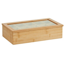 Tea Box, Wooden Multi-Colour Storage Organizer, 36 x 20 x 9 cm for Loose Leaf and Bagged Tea