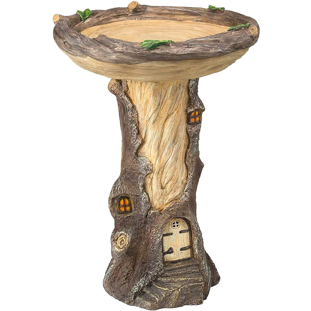 (Bird House Bird Feeder) Tree Stump Resin Bird Feeder Garden Decorative Ornament Bird Feeding Station Design Decoration Dog Pet Figurine