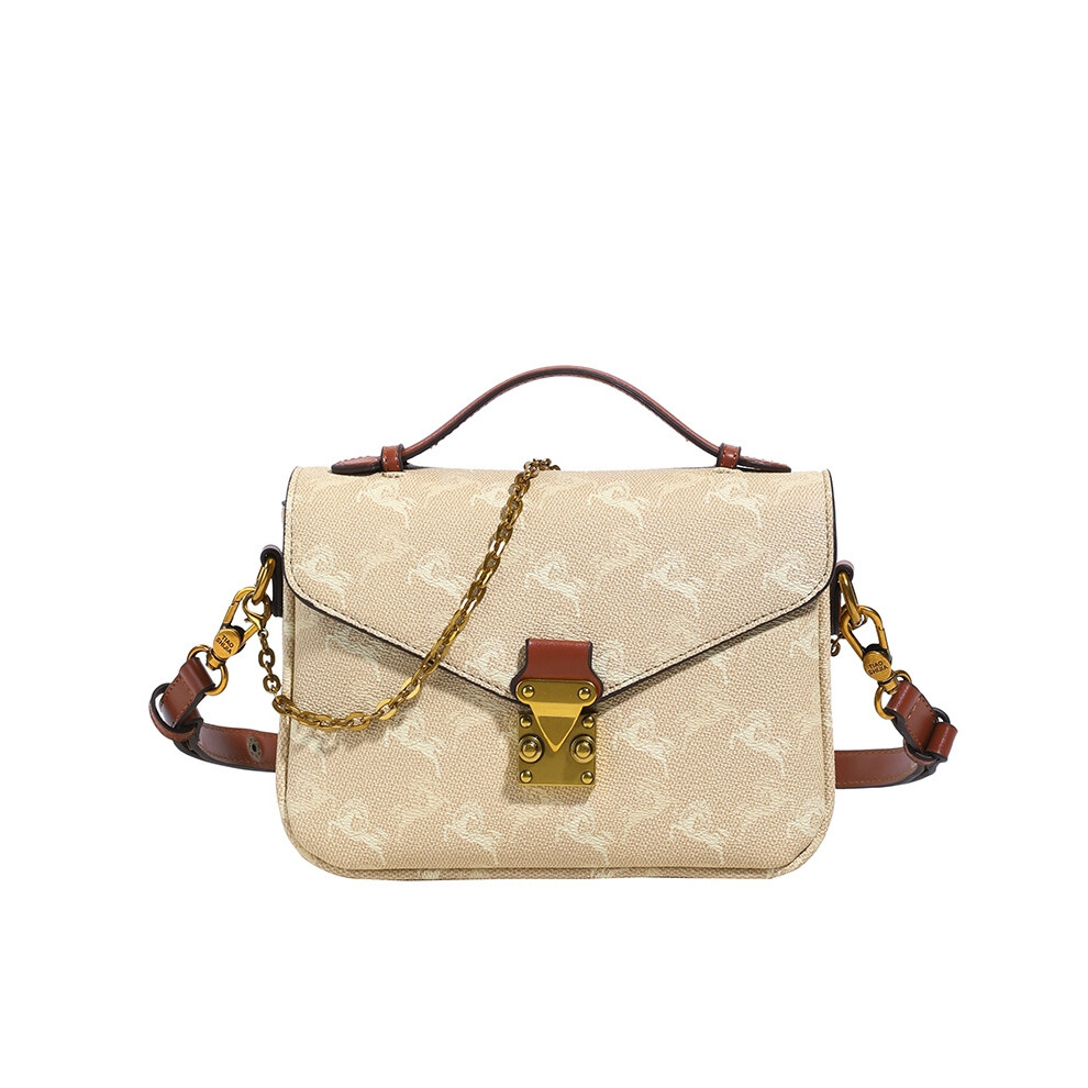 (Shallow khaki) Retro portable fashion small square bag crossbody bag-image-OPC-PJXBHGR-NEW