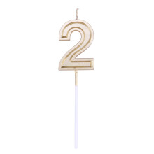 1Bougie Chiffre 2 Or Pour Décoration Gâteau
