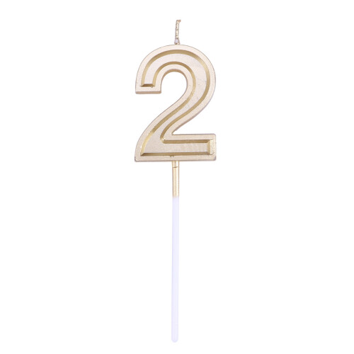 1Bougie Chiffre 2 Or Pour Décoration Gâteau