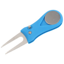 Portable Blue Golf Divot Tool Stainless Steel Lawn Repair Fork