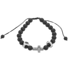 Black Adjustable Soccer Bracelet Braided Wrist Chain Sports Charm