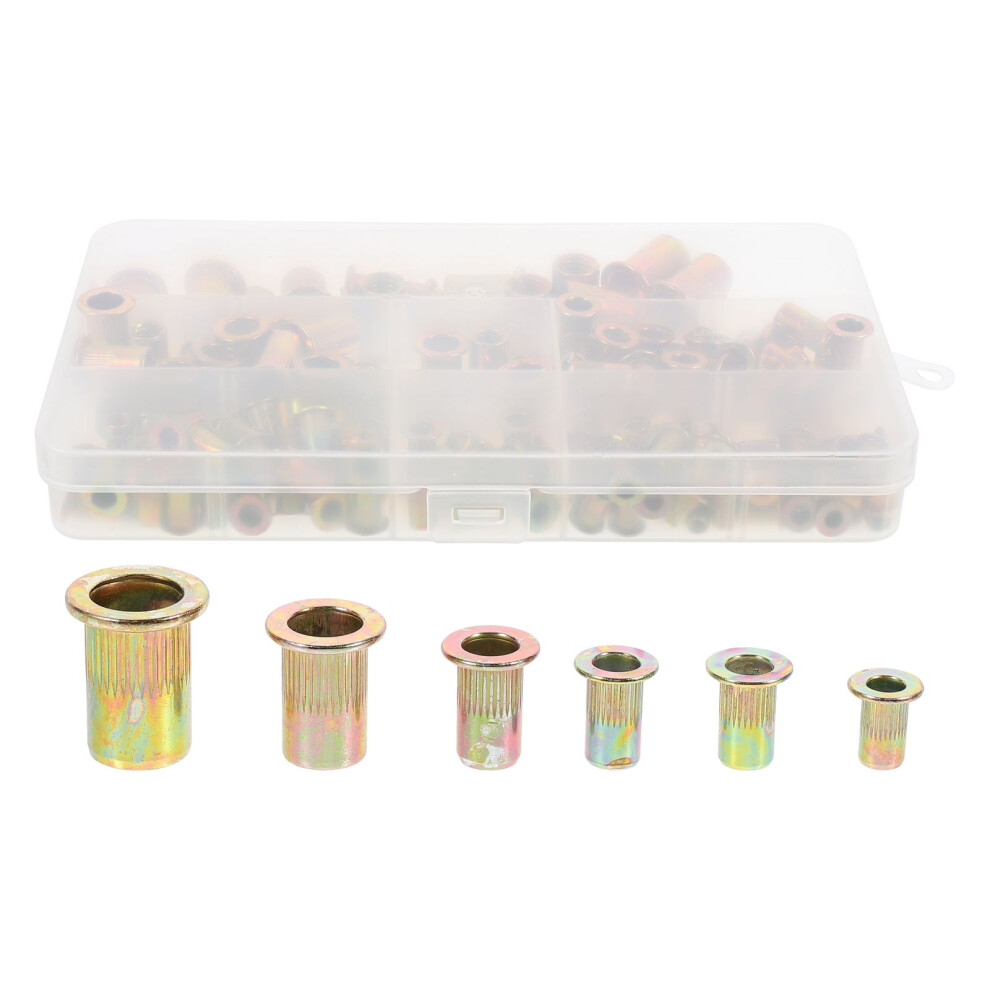 165 Pcs Threaded Rivet Metric Nuts Flat Zinc Inserts Golden 3073412824646