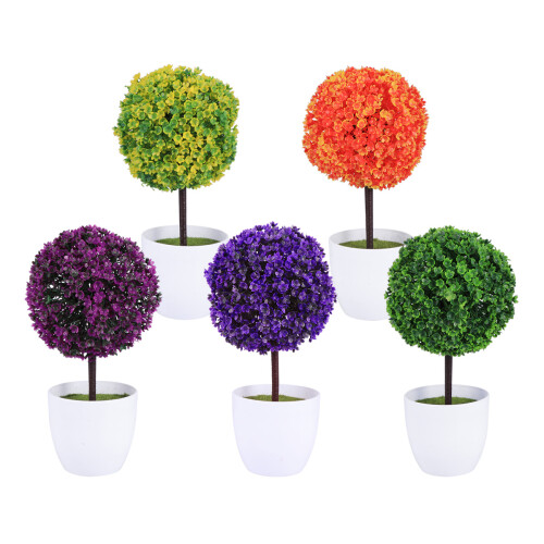 Artificial Purple Bonsai Plastic Flower Ball Decor