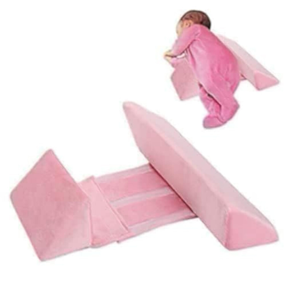 Safer Baby Side Sleeper Wedge Pillow, 45-Degree Incline, Anti-Roll Support, Pink Baby Shaping Pillow for Better Sleep