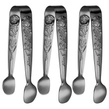 3Pcs Black Stainless Steel Candy Tongs Mini Food Tongs for Home Use