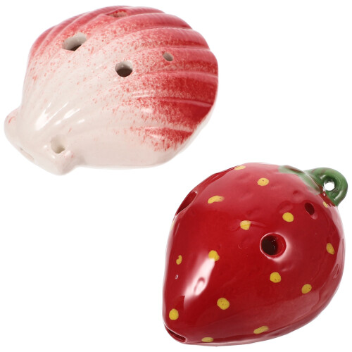 2Pcs Red Ceramic 6-Hole Ocarina Portable Beginner Musical Instrument