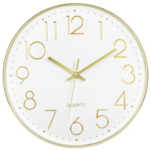 Gold Wall Clock 12 Inch Silent Non-Ticking Battery Operated Round Modern Design for Living Room Bedroom Office Decor